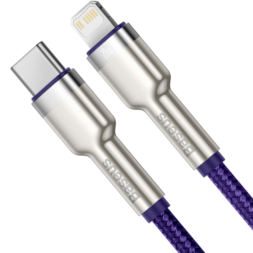 USB-C - Lightning Daten- und Ladekabel Baseus Cafule Metal Series, 20W, 2m, Lila CATLJK-B05
