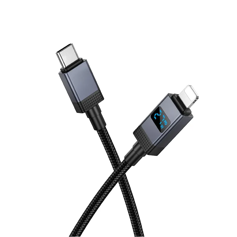 USB-C - Lightning Daten- und Ladekabel HOCO X118 Display, 27W, 1m, Schwarz