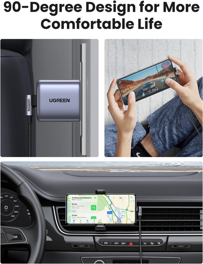 UGREEN US255 Angled USB-C to USB-C Data and Charging Cable, 60W, 3m, Gray