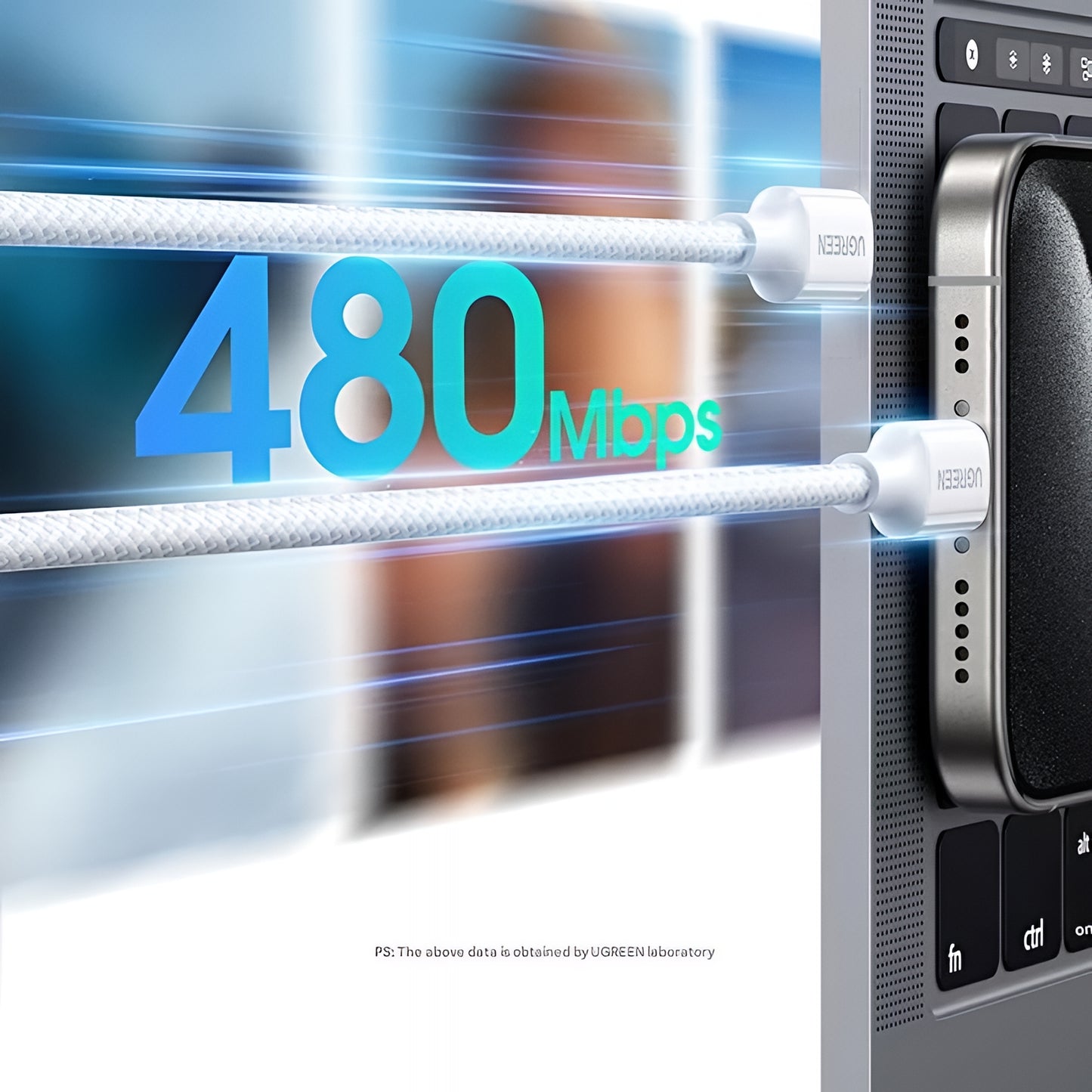 USB-C Daten- und Ladekabel - USB-C UGREEN L501, 60W, 2m, Weiß