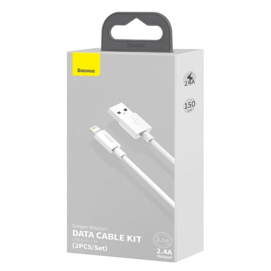 Daten- und Ladekabel USB-A - Lightning Baseus Simple Wisdom, 18W, 1.5m, Set 2 Stück, Weiß TZCALZJ-02