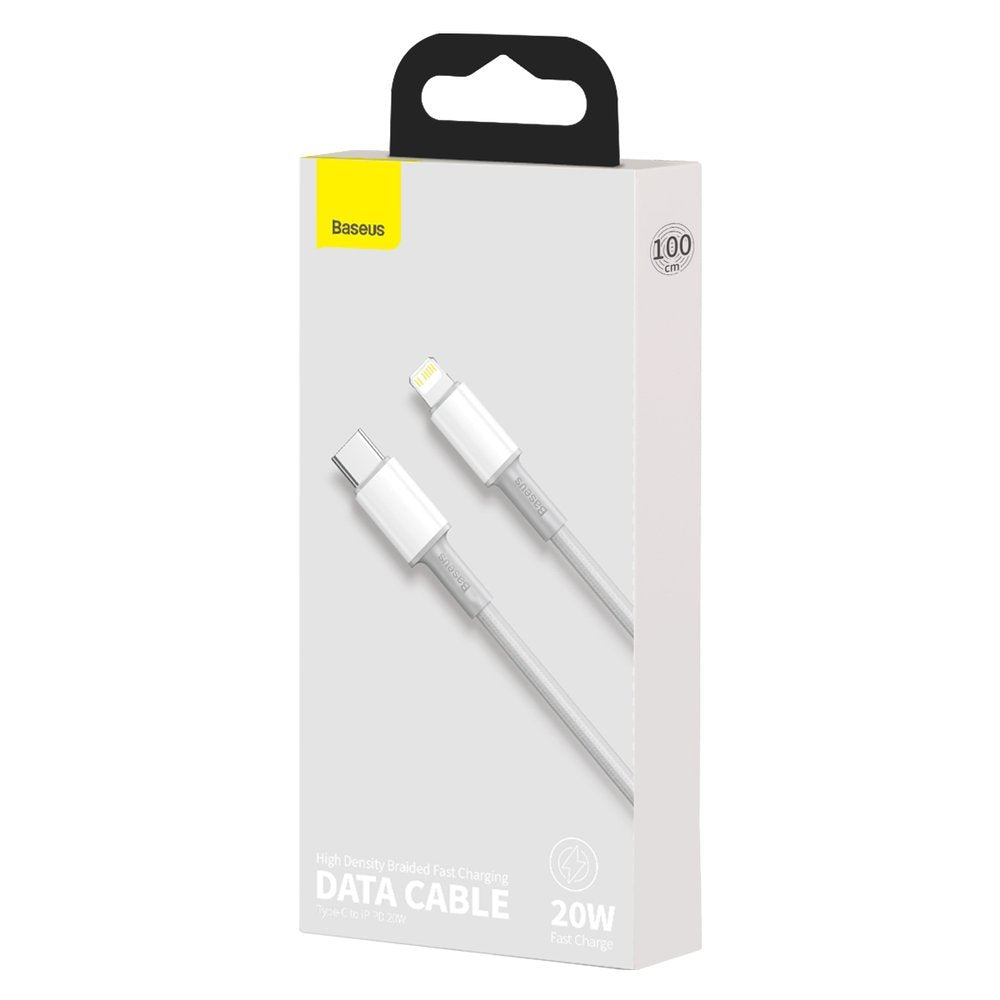 USB-C-Daten- und Ladekabel – Lightning Baseus High Density Braided, 20 W, 1 m, Weiß CATLGD-02