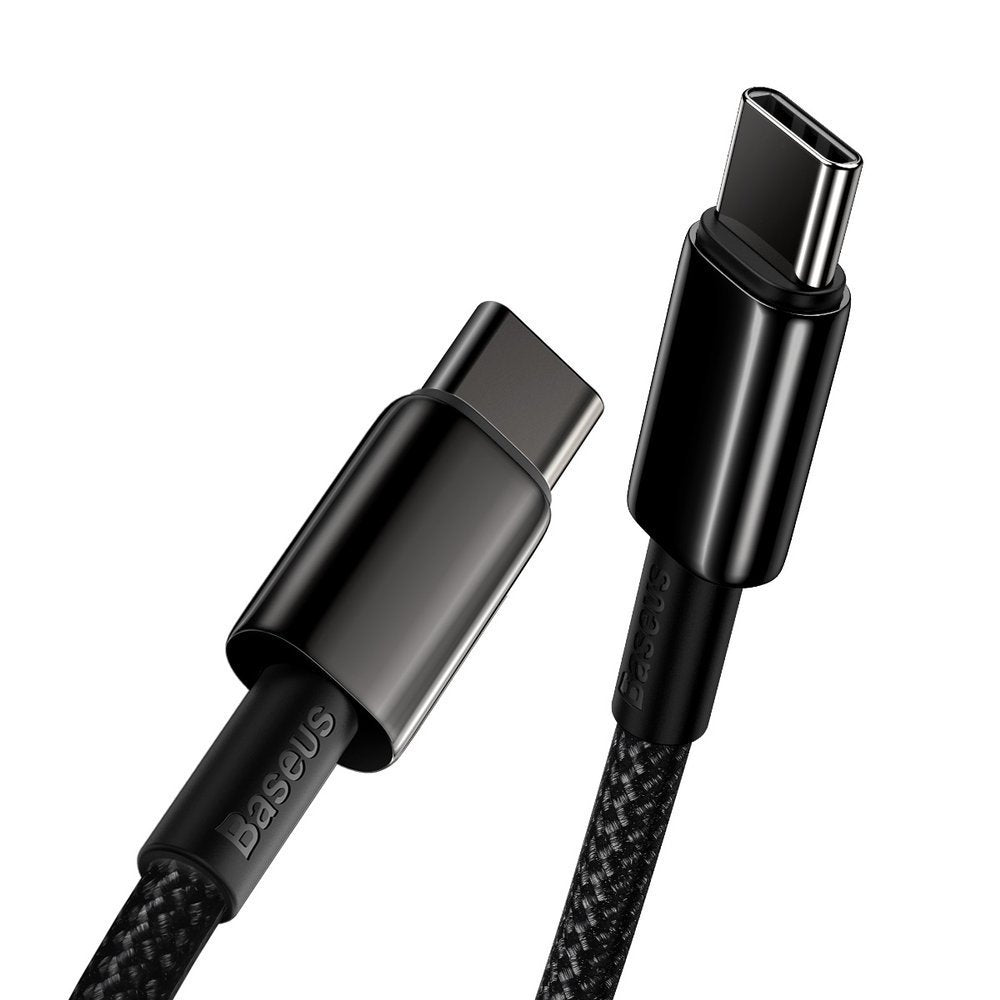 Data and Charging Cable USB-C - USB-C Baseus Tungsten Gold, 100W, 1m, Black CATWJ-01