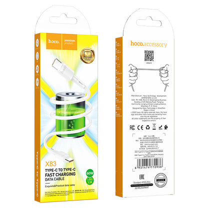 Daten- und Ladekabel USB-C - USB-C HOCO X83 Victory, 60W, 1m, Weiß