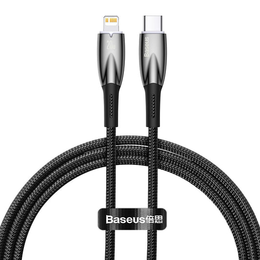 USB-C-Daten- und Ladekabel – Lightning Baseus Glimmer-Serie, 20 W, 1 m, Schwarz CADH000001