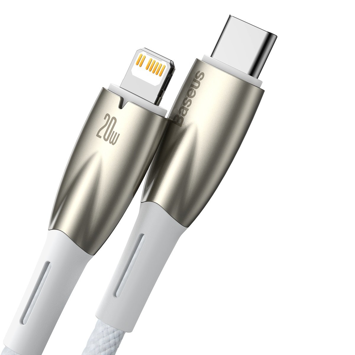 USB-C-Daten- und Ladekabel – Lightning Baseus Glimmer-Serie, 20 W, 1 m, Weiß CADH000002