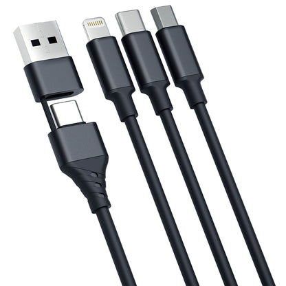 USB-A / USB-C – Lightning / microUSB / USB-C 3MK Hyper-Ladekabel, 12 W, 1,5 m, Schwarz