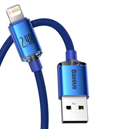 USB-A Data and Charging Cable - Lightning Baseus Crystal Shine Series, 18W, 2m, Blue CAJY000103