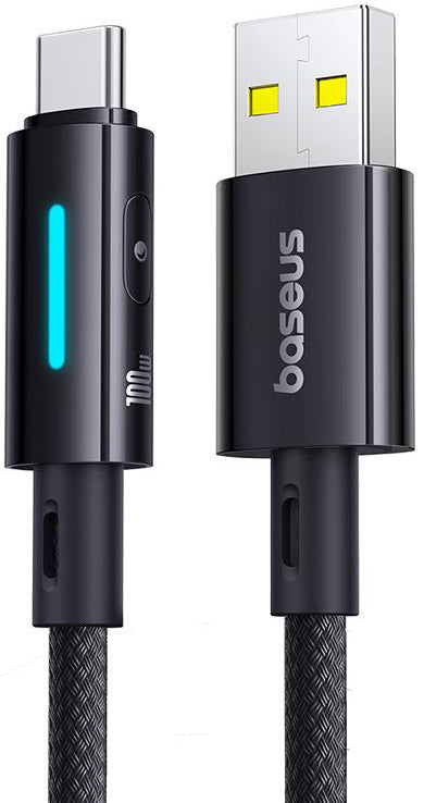 USB-A - USB-C Daten- und Ladekabel Baseus Lit Button Control, 100W, 1m, Schwarz P10379002121-00