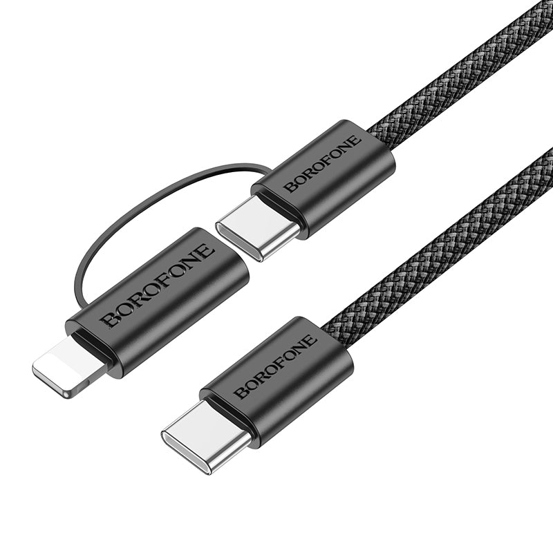 USB-C - Lightning / USB-C Daten- und Ladekabel Borofone BX104 Primo 2in1, 60W, 1m, Schwarz
