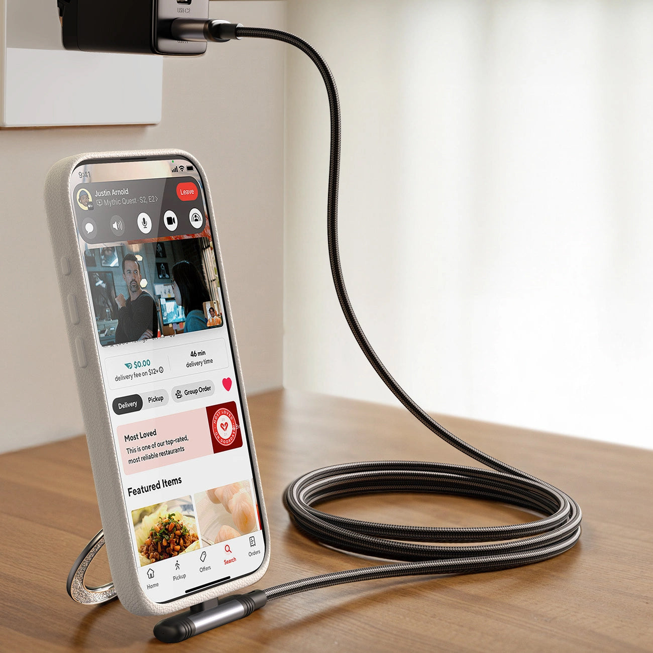 USB-C Data and Charging Cable - USB-C Joyroom S-A56 EnjoyX Angled, 60W, 1.2m, Black