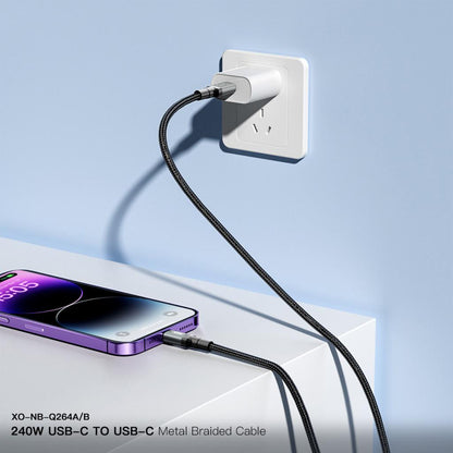 USB-C Daten- und Ladekabel - USB-C XO Design NB-Q264B, 240W, 2m, Schwarz