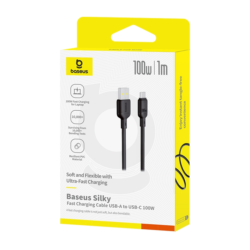 Daten- und Ladekabel USB-A - USB-C Baseus Silky, 100W, 1m, Schwarz P10377703113-00