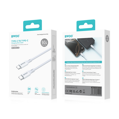 Daten- und Ladekabel USB-C - USB-C BWOO BO-X283CC-2M, 60W, 2m, Weiß