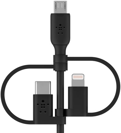 Daten- und Ladekabel USB-A - Lightning / microUSB / USB-C Belkin BoostCharge, 1m, Schwarz CAC001bt1MBK