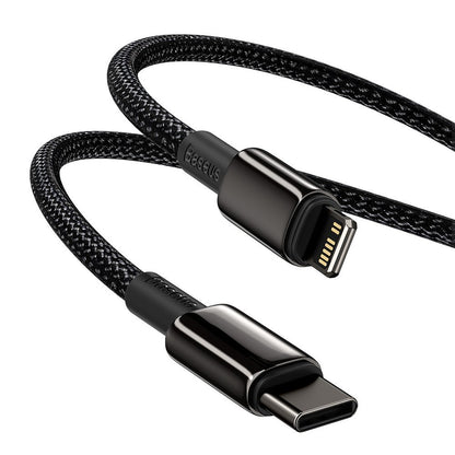 Data and Charging Cable USB-C - Lightning Baseus Tungsten Gold, 20W, 2m, Black CATLWJ-A01