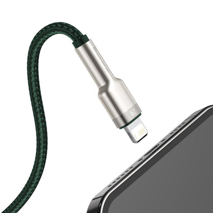 USB-A - Lightning Lade- und Datenkabel Baseus Cafule Metal Series, 18W, 2m, Grün CALJK-B06