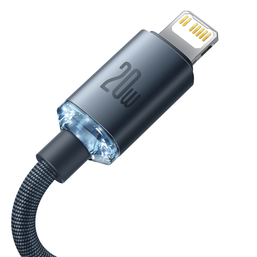 USB-C-Daten- und Ladekabel – Lightning Baseus Crystal Shine-Serie, 20 W, 2 m, Schwarz CAJY000301 