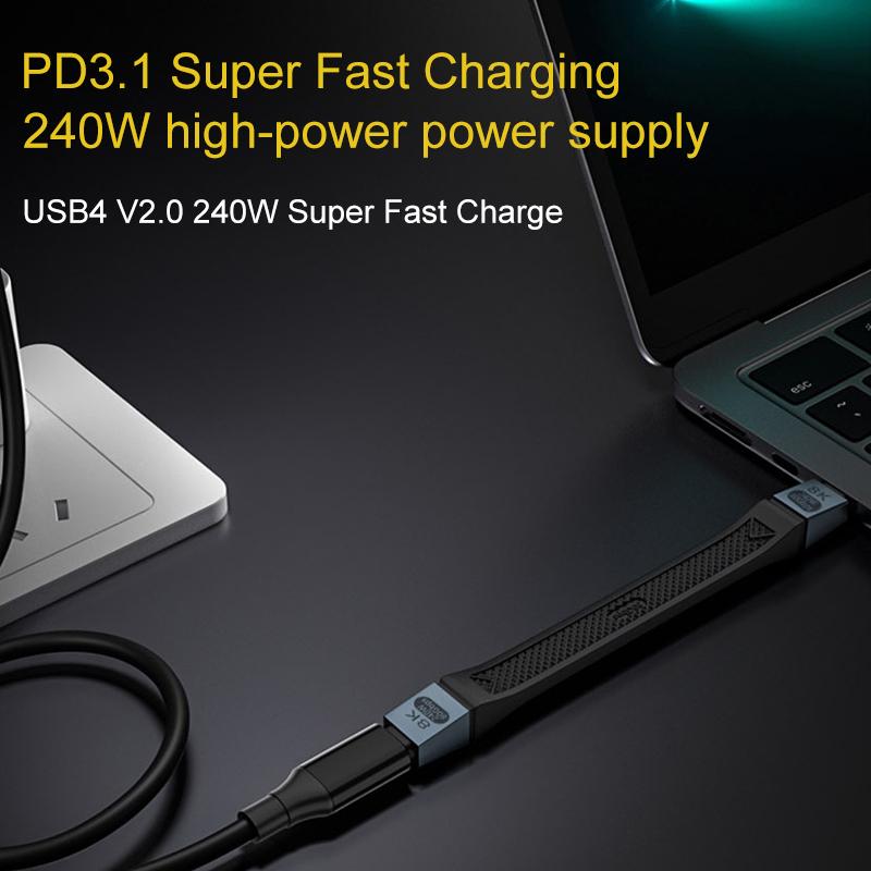 USB-C Daten- und Ladekabel - USB-C OEM 8K Video, 240W, 0,13m, Schwarz