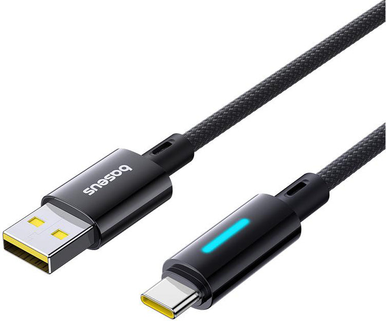 USB-A - USB-C Daten- und Ladekabel Baseus Lit Button Control, 100W, 1m, Schwarz P10379002121-00