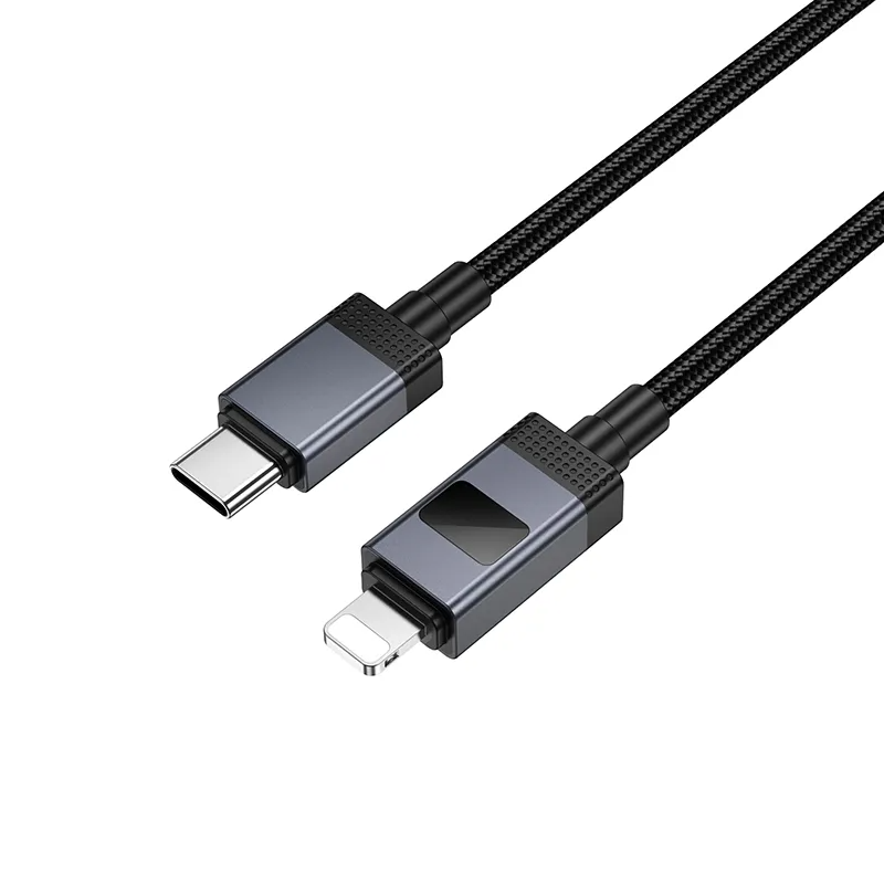 USB-C - Lightning Daten- und Ladekabel HOCO X118 Display, 27W, 1m, Schwarz