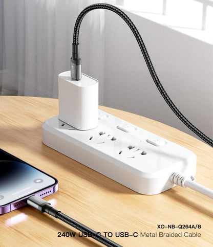 USB-C Daten- und Ladekabel - USB-C XO Design NB-Q264B, 240W, 2m, Schwarz