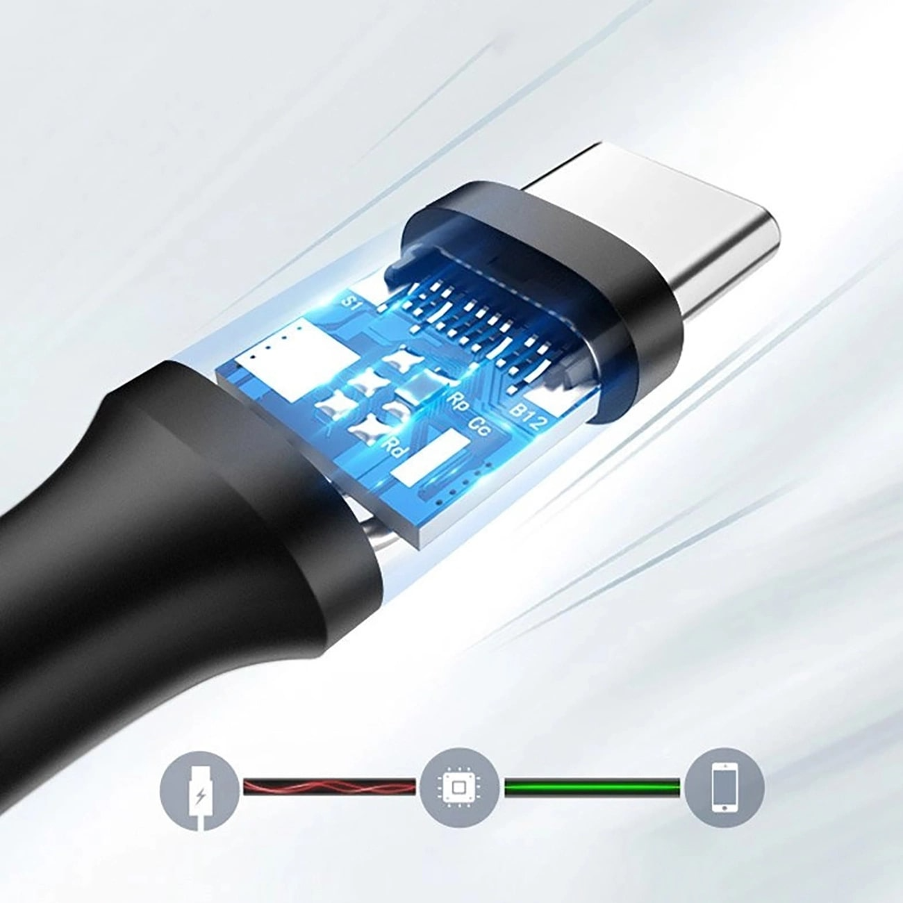 Daten- und Ladekabel USB-A - USB-C UGREEN US184, 18W, 0,5m, Schwarz