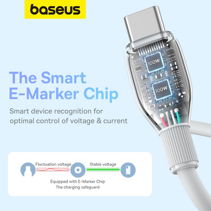 Daten- und Ladekabel USB-C - USB-C Baseus Pudding, 100W, 1.2m, Weiß P10355702221-00