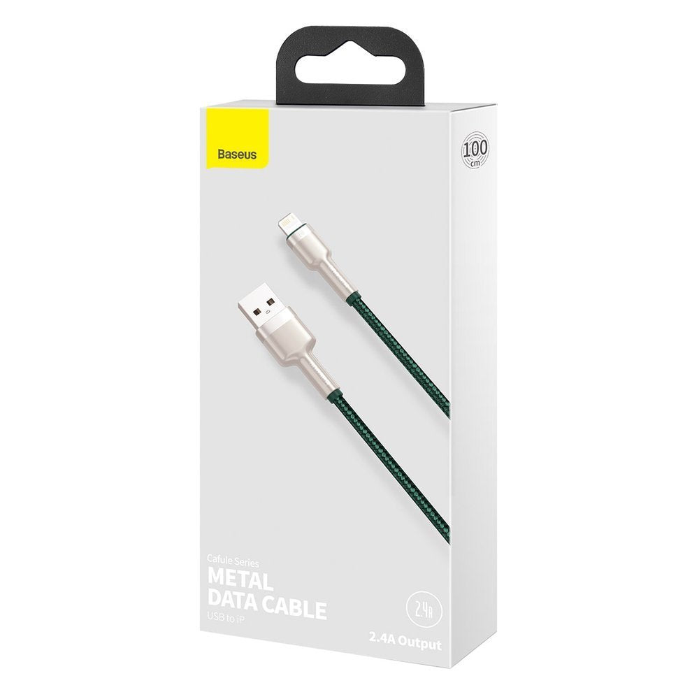 USB-A - Lightning Lade- und Datenkabel Baseus Cafule Metal Series, 18W, 2m, Grün CALJK-B06
