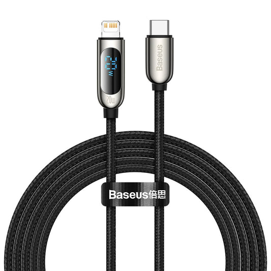 Daten- und Ladekabel USB-C - Lightning Baseus Display Schnellladung, 20W, 2m, Schwarz CATLSK-A01