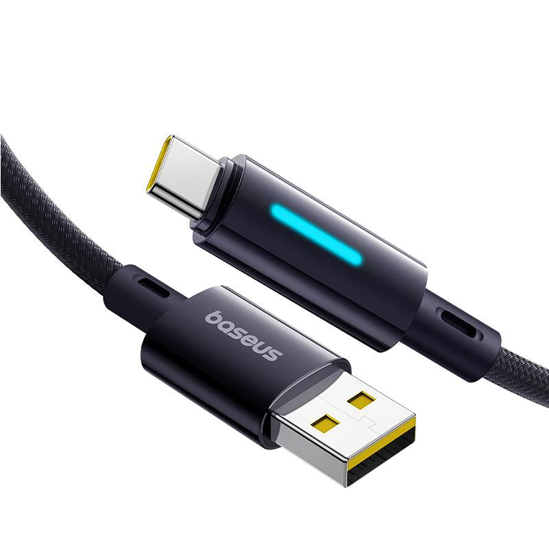 USB-A - USB-C Daten- und Ladekabel Baseus Lit Button Control, 100W, 1m, Schwarz P10379002121-00