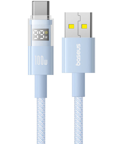 USB-A to USB-C Data and Charging Cable Baseus Display 2, 100W, 1m, Blue P10382701311-00