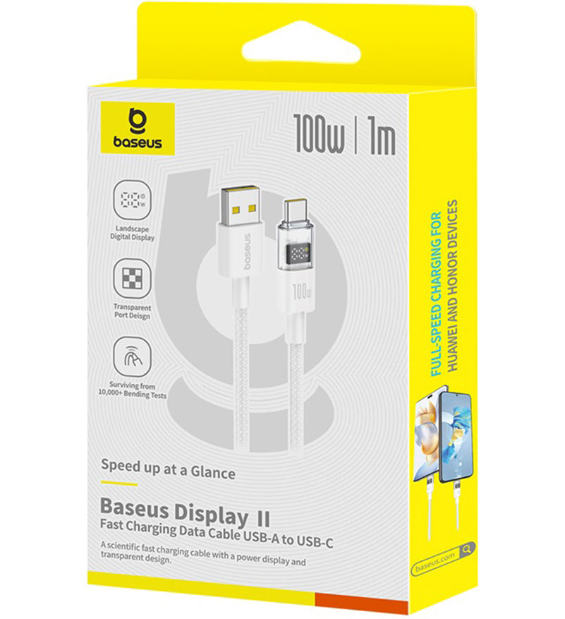 Daten- und Ladekabel USB-A - USB-C Baseus Display 2, 100W, 1m, Weiß P10382701211-00