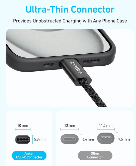 USB-C Daten- und Ladekabel - USB-C Anker Zolo, 240W, 1m, Weiß A8060H21
