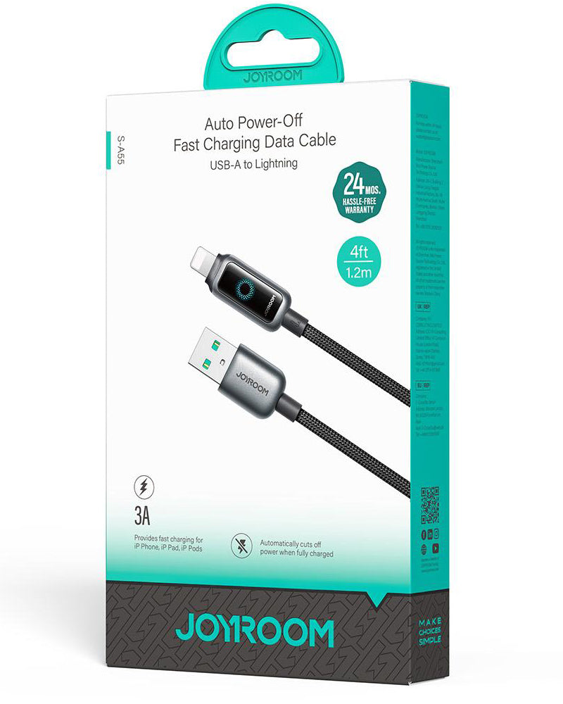 Daten- und Ladekabel USB-A - Lightning Joyroom S-A55 StarFlight Display, 18W, 1,2m, Schwarz