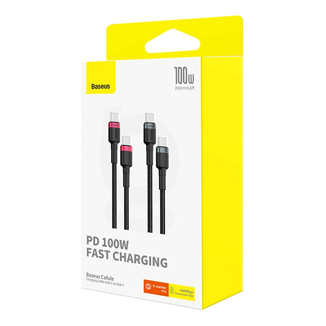 Baseus Cafule USB-C - USB-C Data and Charging Cable, 100W, 1m, Red, Set of 2 pieces