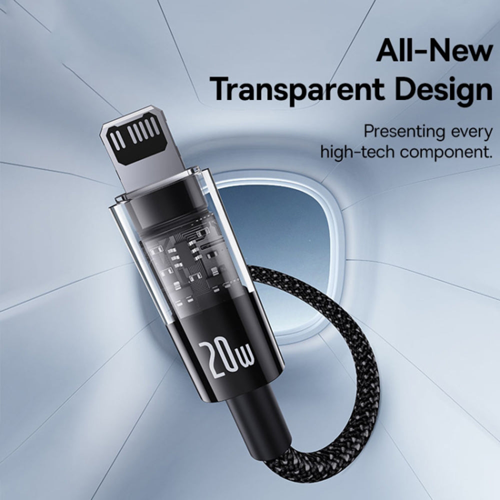 USB-C - Lightning Lade- und Datenkabel Baseus Gem, 20W, 2m, Schwarz P10373001111-01