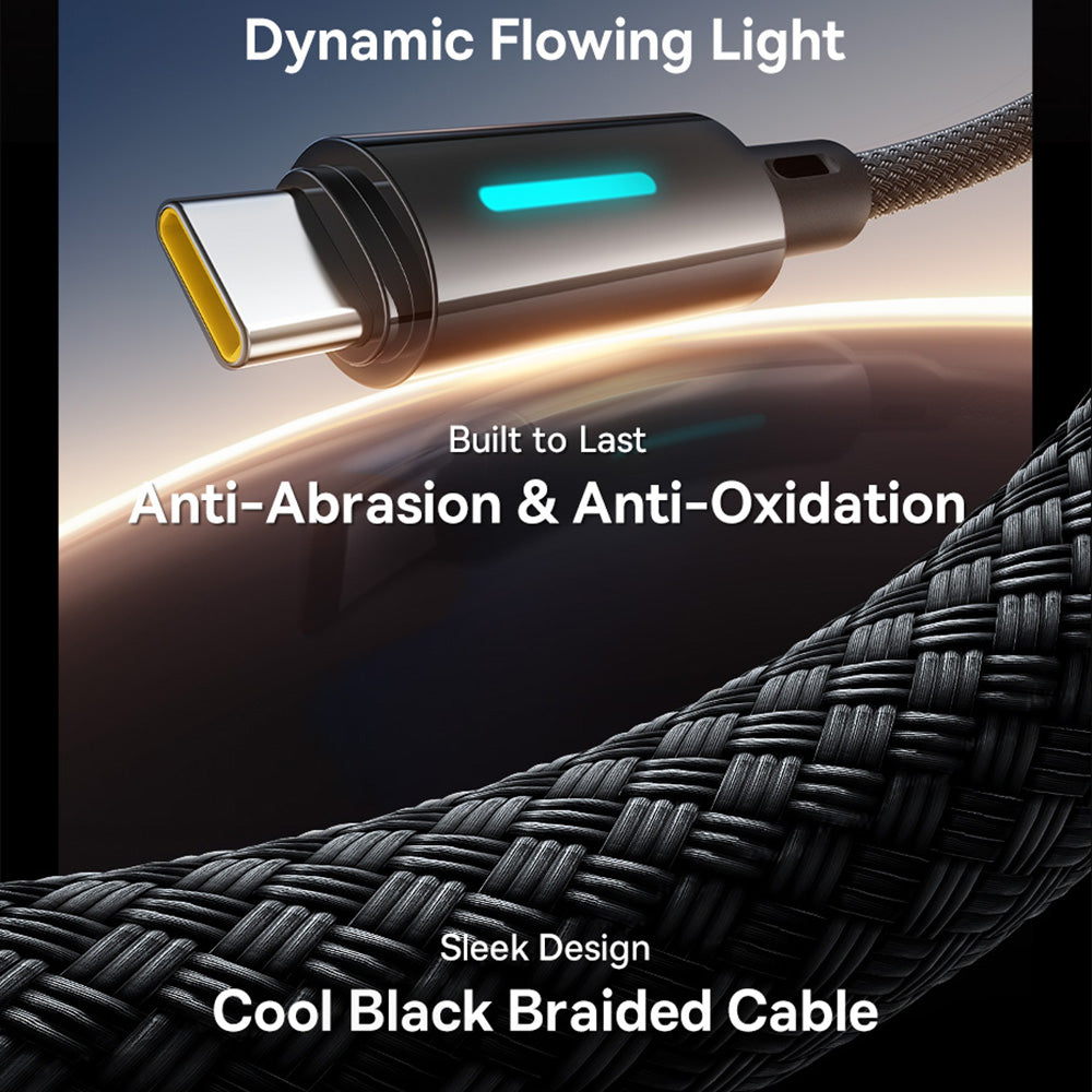 USB-A - USB-C Daten- und Ladekabel Baseus Lit Button Control, 100W, 2m, Schwarz P10379002121-01