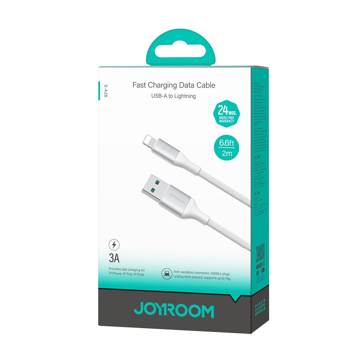 USB-A - Lightning Daten- und Ladekabel Joyroom S-A28 Flash, 18W, 2m, Weiß