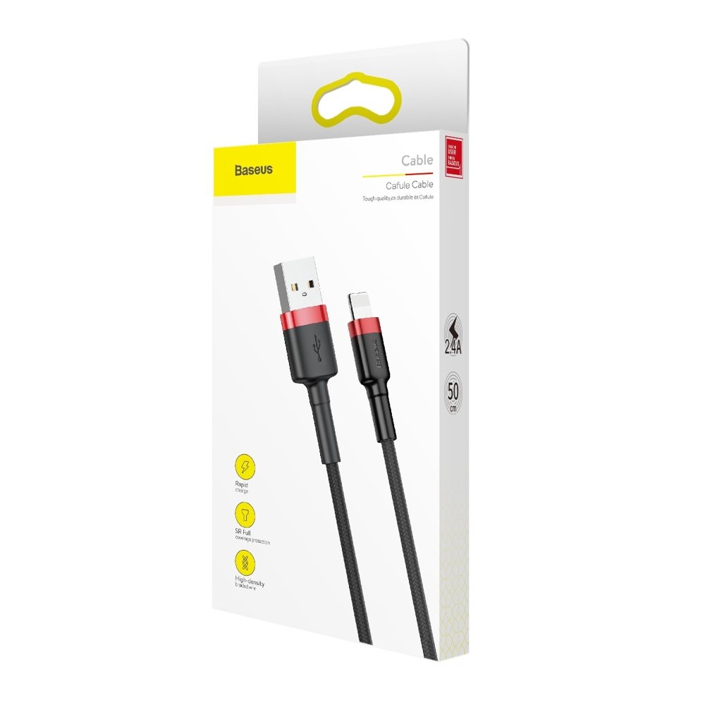 Daten- und Ladekabel USB-A – Lightning Baseus Coffee, 18 W, 0,5 m, Rot CALKLF-A19