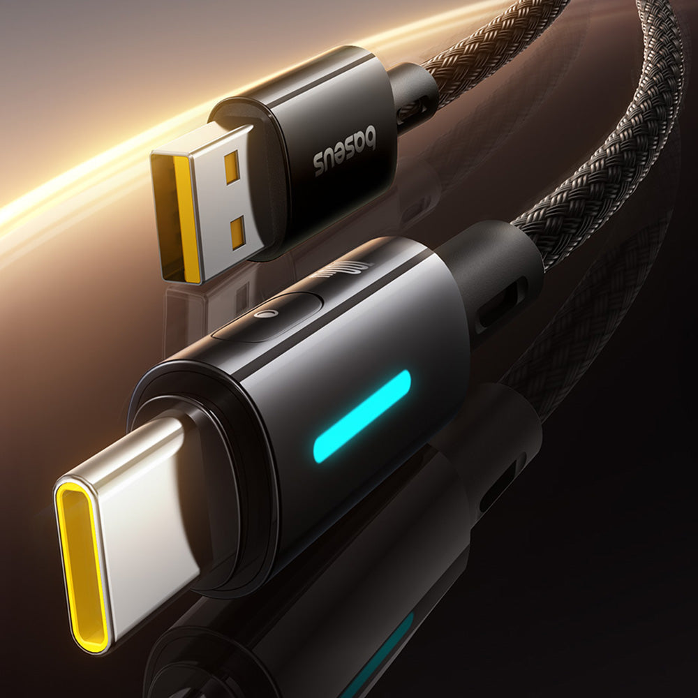 USB-A - USB-C Daten- und Ladekabel Baseus Lit Button Control, 100W, 2m, Schwarz P10379002121-01