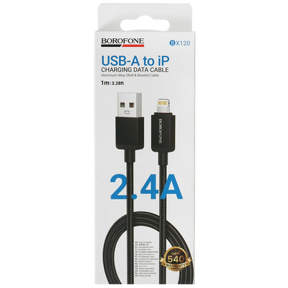Daten- und Ladekabel USB-A - Lightning Borofone BX120 Placer, 18W, 1m, Schwarz