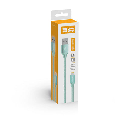 Daten- und Ladekabel USB-A - Lightning ColorWay CW-CBUL004, 18W, 1m, Grün