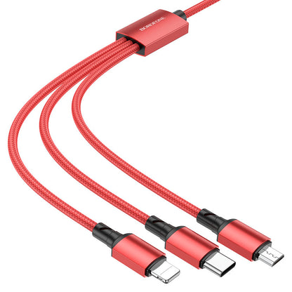 Ladekabel USB-A - Lightning / microUSB / USB-C Borofone BX72, 18W, 1m, Schwarz