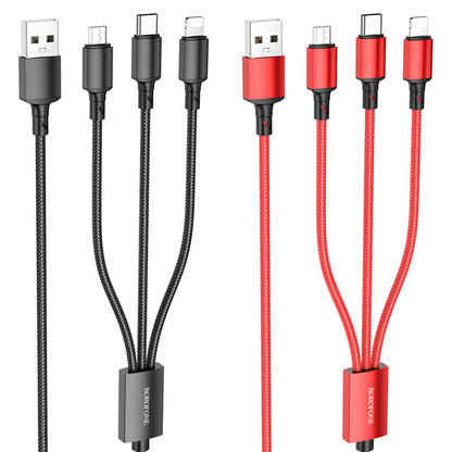 Ladekabel USB-A - Lightning / microUSB / USB-C Borofone BX72, 18W, 1m, Schwarz