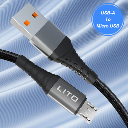 Daten- und Ladekabel USB-A - microUSB Lito LD08V, 18W, 1m, Schwarz