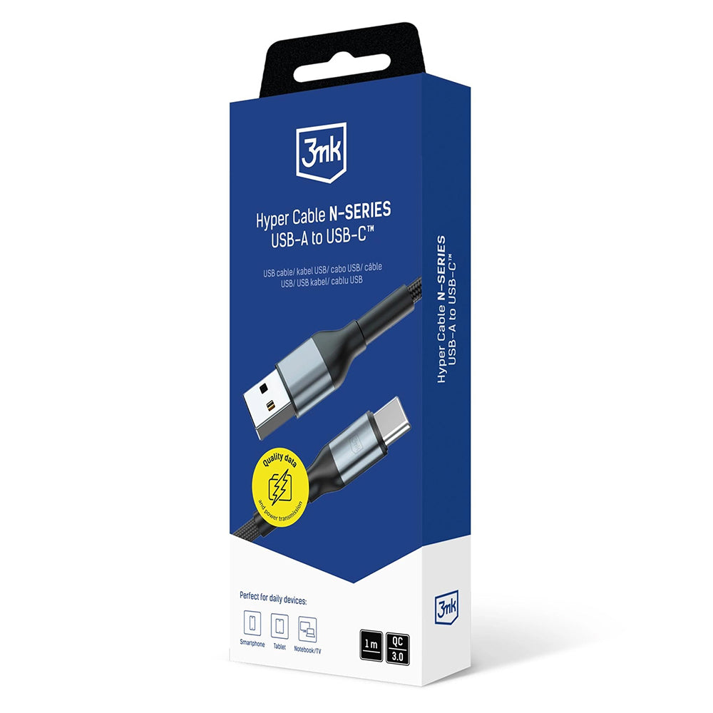 Daten- und Ladekabel USB-A - USB-C 3MK Hyper N, 18W, 1m, Schwarz