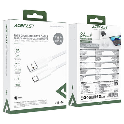 Daten- und Ladekabel USB-A - USB-C Acefast C18-04, 18W, 1.2m, Weiß