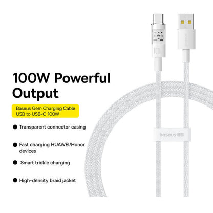 Daten- und Ladekabel USB-A - USB-C Baseus Gem, 100W, 2m, Weiß P10373002211-01