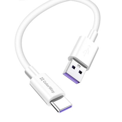 USB-A - USB-C Daten- und Ladekabel ColorWay CW-CBUC019, 18W, 1m, Weiß